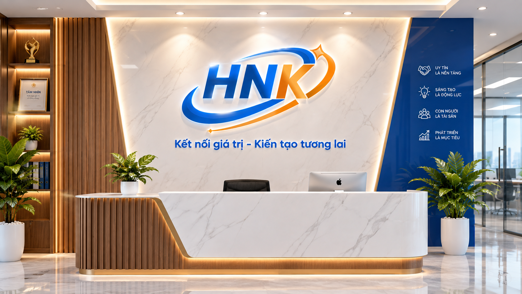 Không gian nhận diện thương hiệu và sảnh đón tiếp CÔNG TY TNHH HANIKI